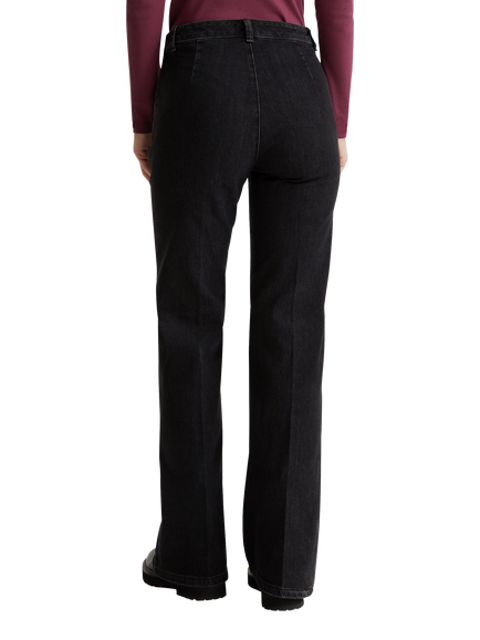 Benetton Mid Weight Stretch Flared Jeans, Black - view 2, Black