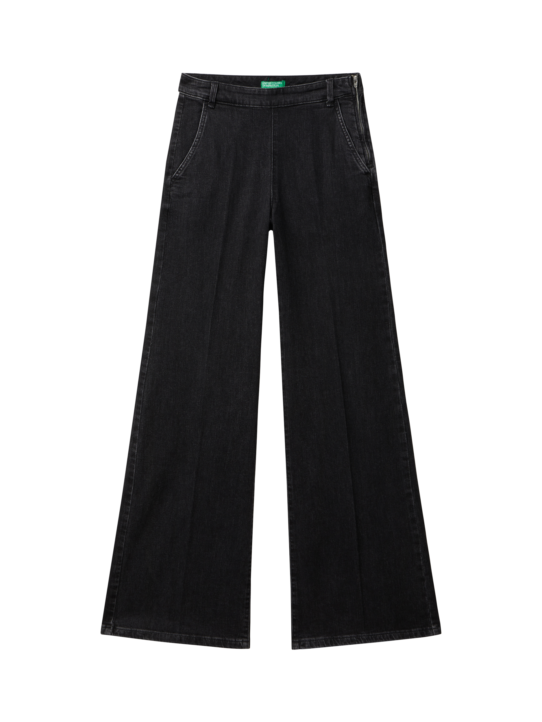 Product image 3 of 4, which shows Benetton Mid Weight Stretch Flared Jeans, Black, 6
