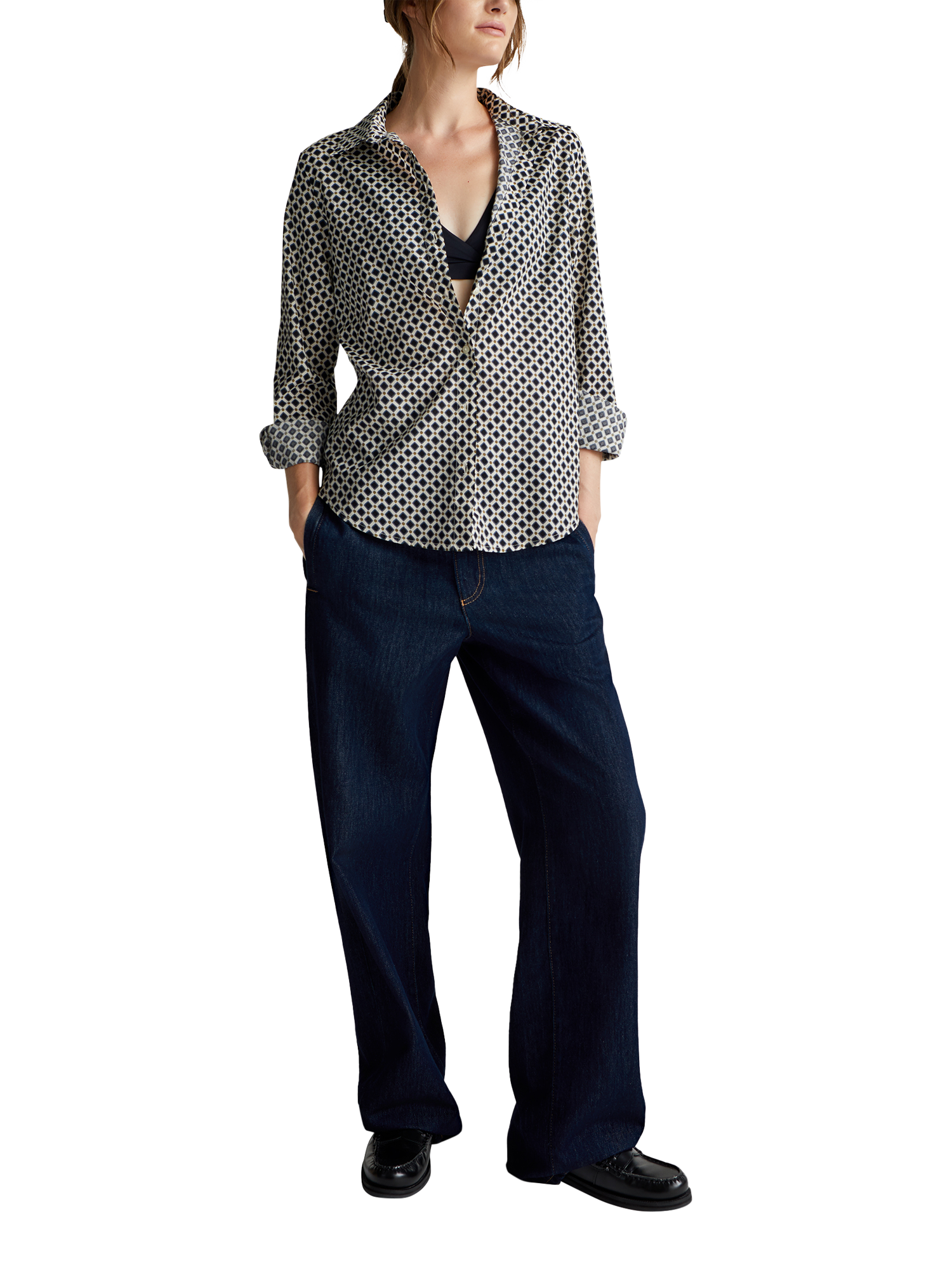 Product image 3 of 5, which shows Benetton Geometric Long Sleeve Shirt, Multi, XS