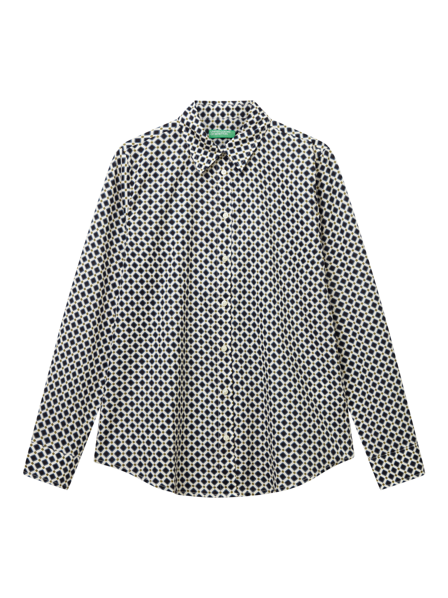 Product image 4 of 5, which shows Benetton Geometric Long Sleeve Shirt, Multi, XS