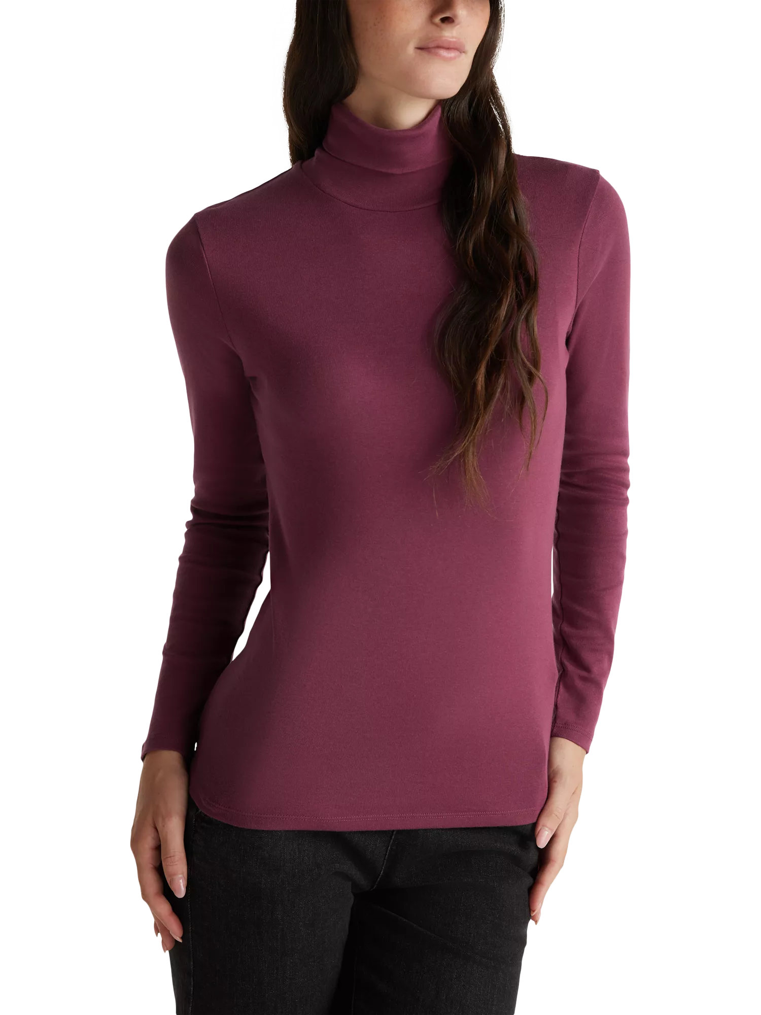 Benetton Ribbed Roll Neck Top, Violet