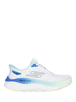Skechers Hands Free Slip-Ins Max Cushioning Max Run Trainers, White/Multi, White/Multi