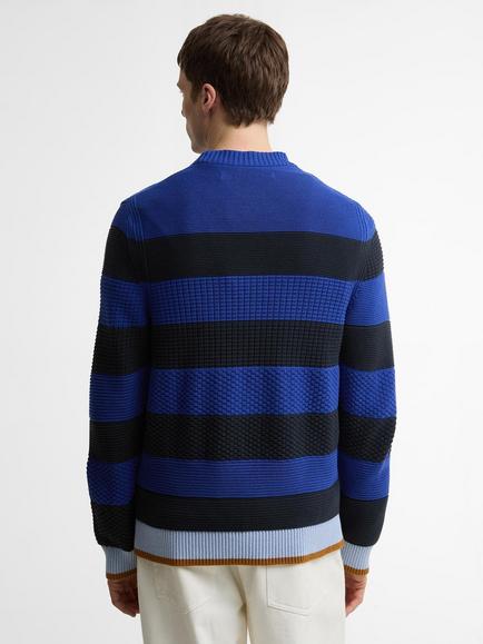 Barbour Paul Smith Loves Barbour Southwold Striped Crew Neck Jumper, Dark Navy - view 2, Dark Navy