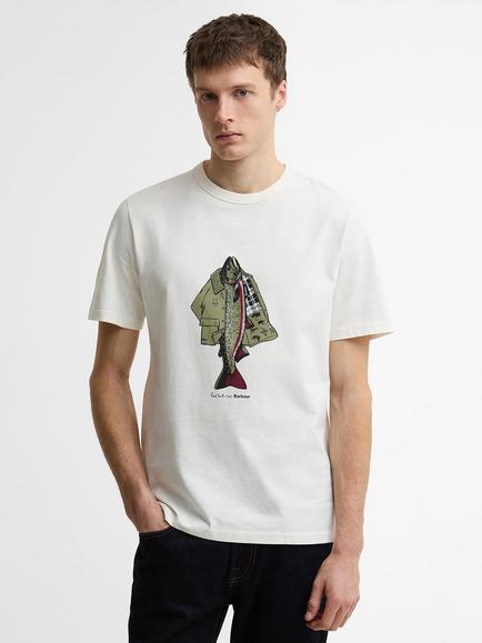 Barbour Paul Smith Loves Barbour Fishing Jacket Cotton T-Shirt, Whisper White, Whisper White