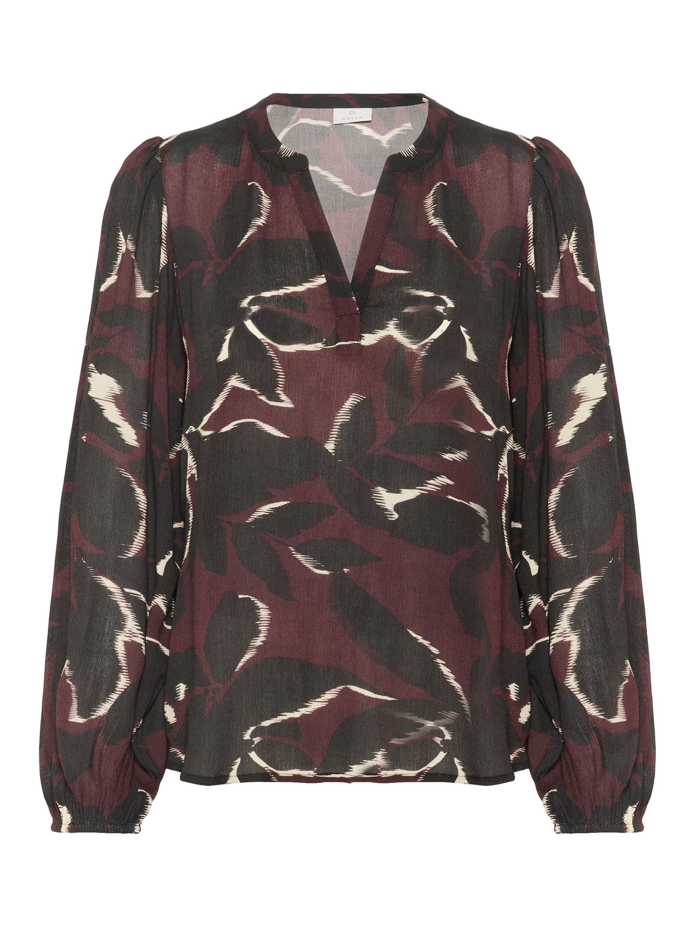 Product image 5 of 6, which shows KAFFE Beate Amber Floral Top, Wine/Black, 8