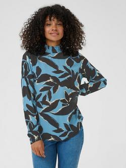 KAFFE KAamber Smock Blouse containing LENZING™ ECOVERO™ Viscose, Blue/Black, Blue/Black