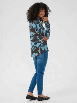 KAFFE KAamber Smock Blouse containing LENZING™ ECOVERO™ Viscose, Blue/Black - view 2, Blue/Black