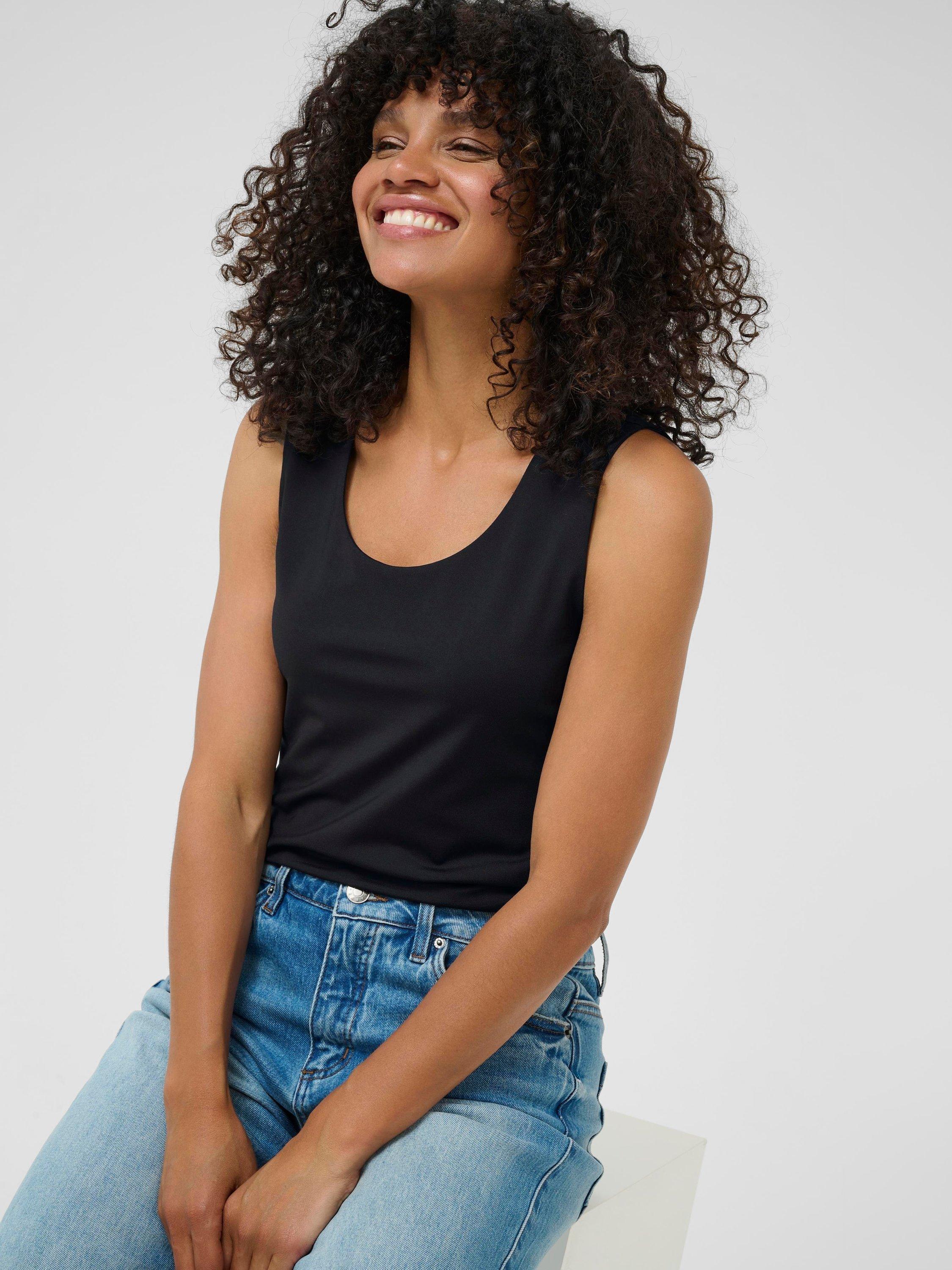 Product image 4 of 6, which shows KAFFE KAarina Sleeveless Top, Black Deep, XS