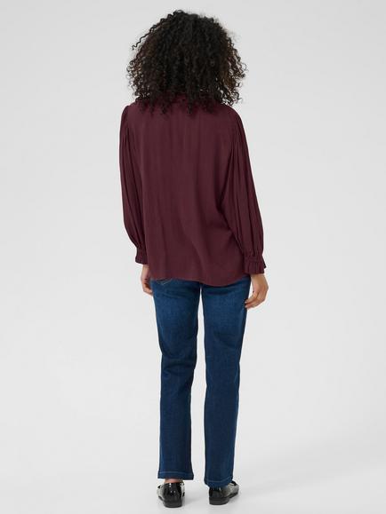 KAFFE Liv Amber Long Sleeve Top containing LENZING™ ECOVERO™ Viscose, Windsor Wine - view 2, Windsor Wine