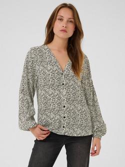 KAFFE Miriam Abstract Animal Print Top, Black Oyster/Turtle, Black Oyster/Turtle