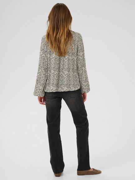 KAFFE Miriam Abstract Animal Print Top, Black Oyster/Turtle - view 2, Black Oyster/Turtle