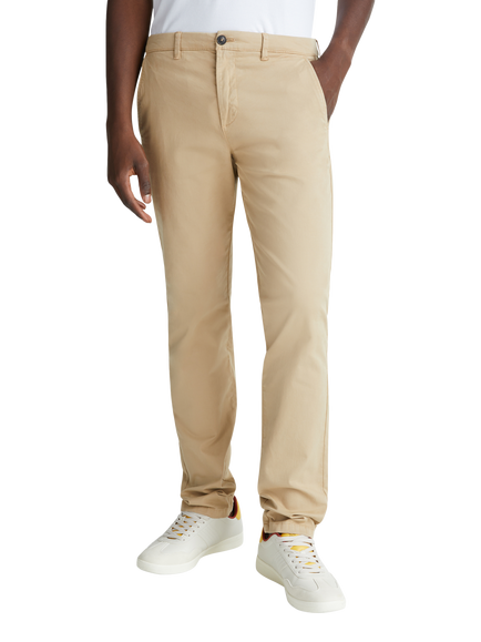 Benetton Straight Cotton Blend Chinos, Beige