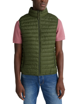 Benetton Zip Front Quilted Gilet, Green