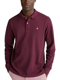 Benetton Cotton Regular Fit Long Sleeve Polo Shirt, Red