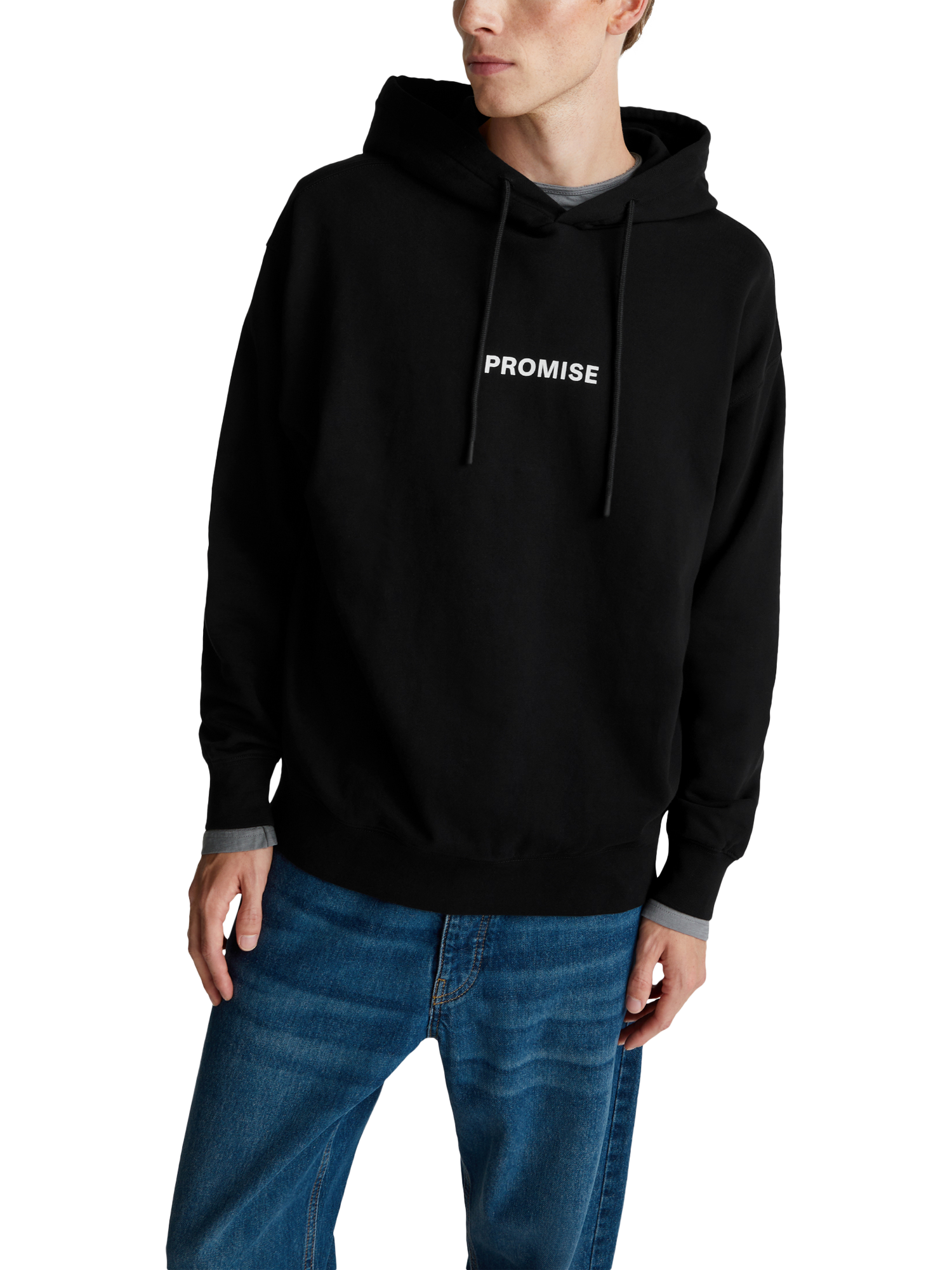 Product image 1 of 5, which shows Benetton Graphic Print Cotton Hoodie, Black, M