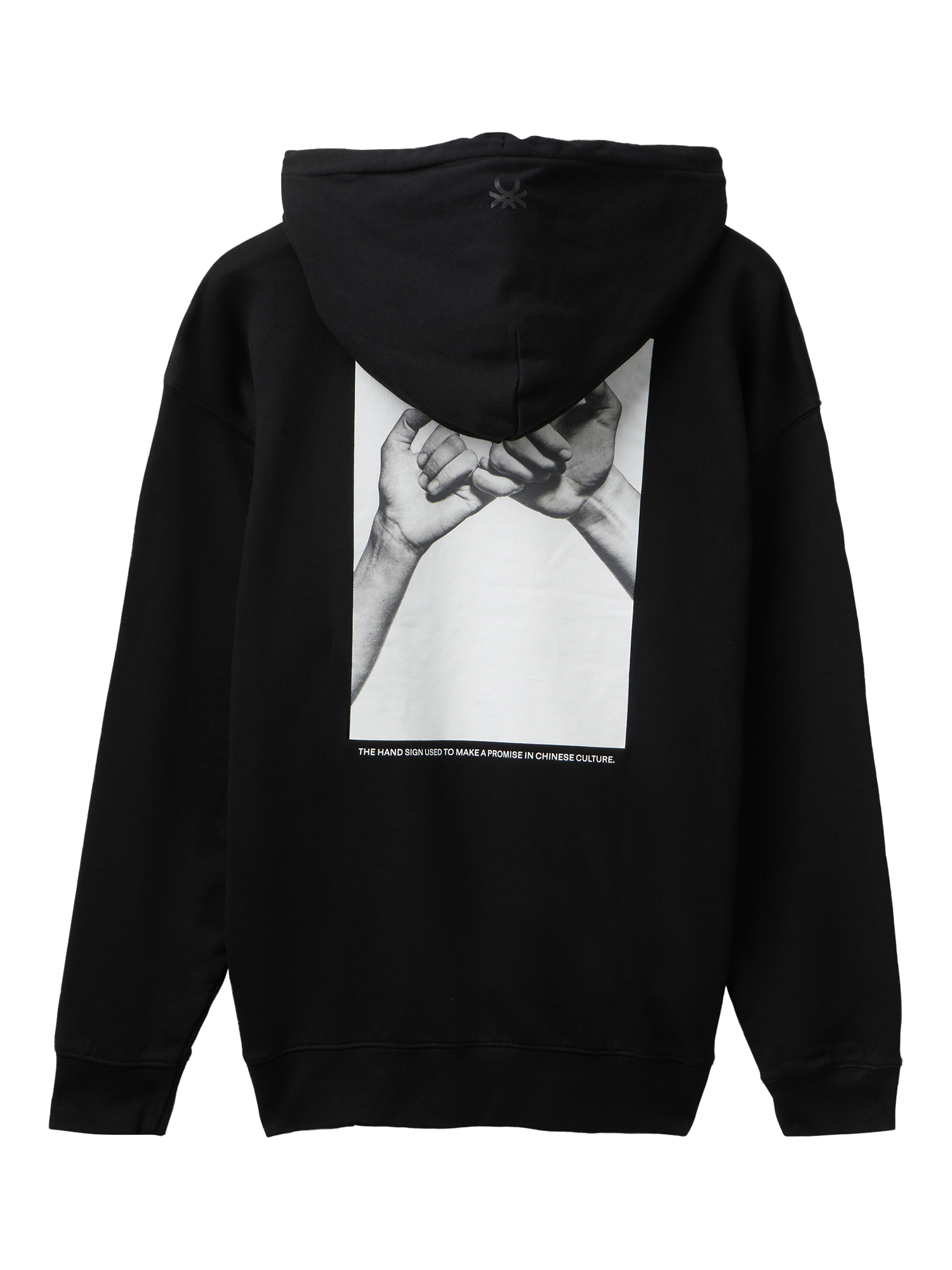 Product image 5 of 5, which shows Benetton Graphic Print Cotton Hoodie, Black, M