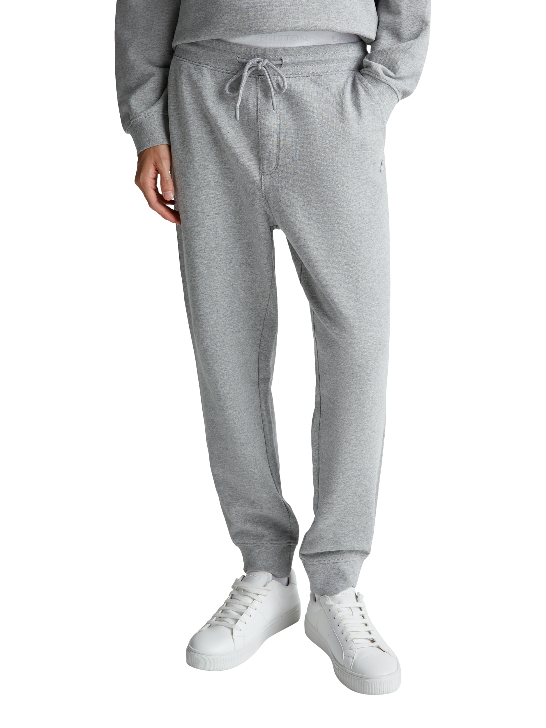 Product image 1 of 5, which shows Benetton Cotton Fleece Joggers, Grey, S