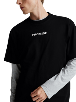 Benetton Crew Neck Graphic Print Cotton T-Shirt, Black