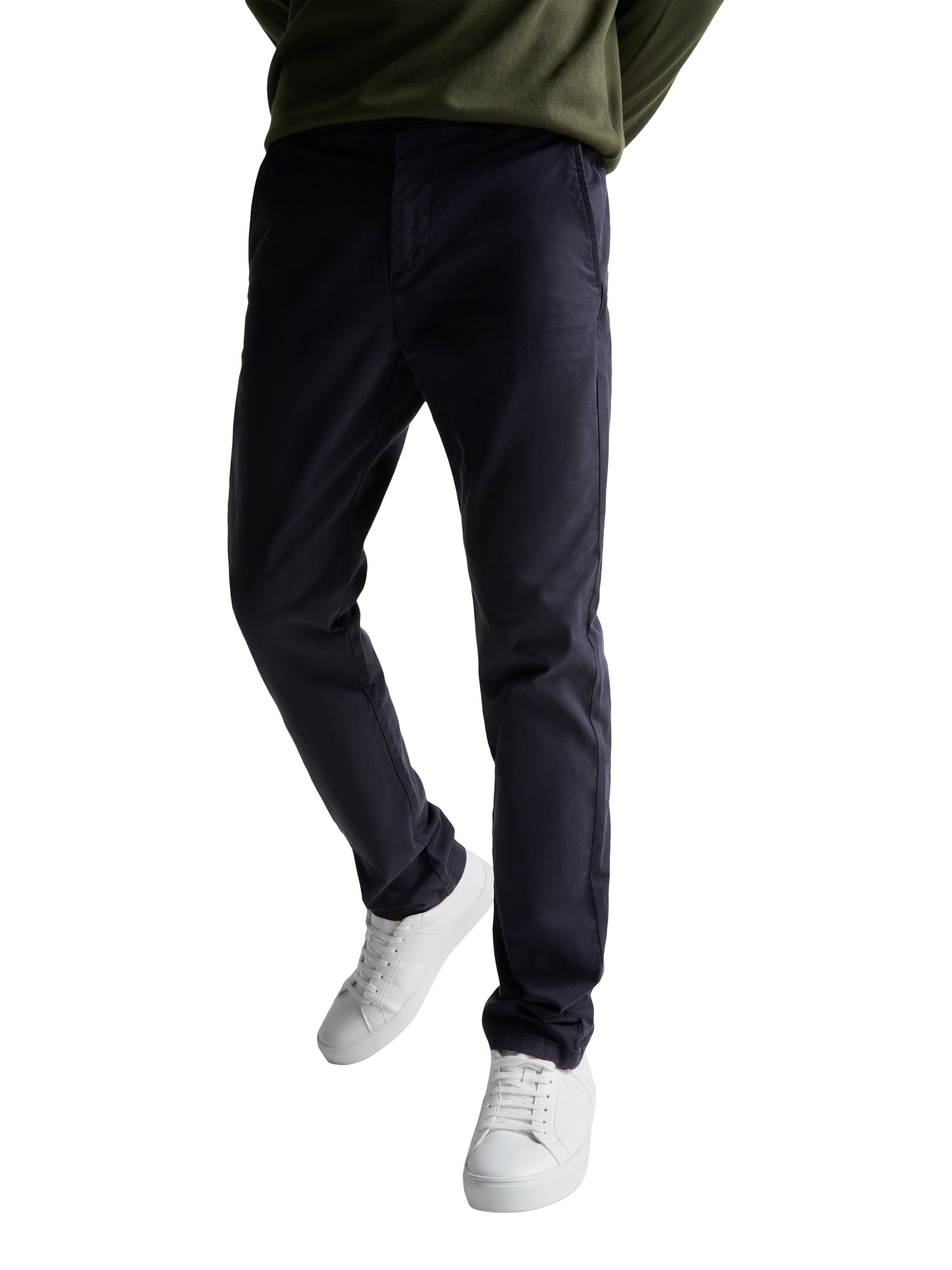 Product image 1 of 5, which shows Benetton Straight Cotton Blend Chinos, Dark Blue, 34