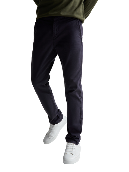 Benetton Straight Cotton Blend Chinos, Dark Blue