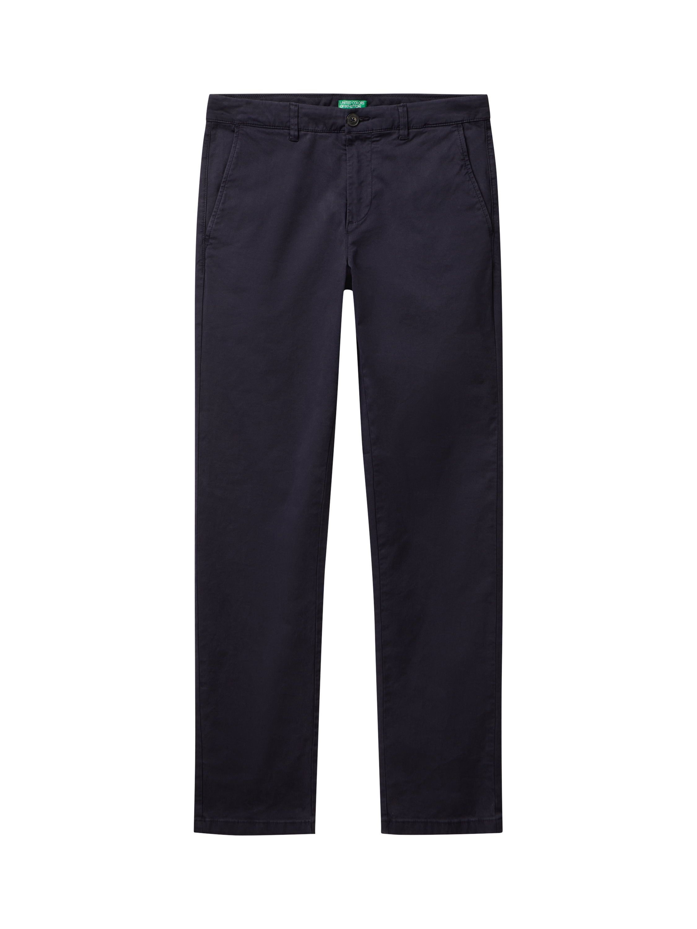 Product image 4 of 5, which shows Benetton Straight Cotton Blend Chinos, Dark Blue, 34