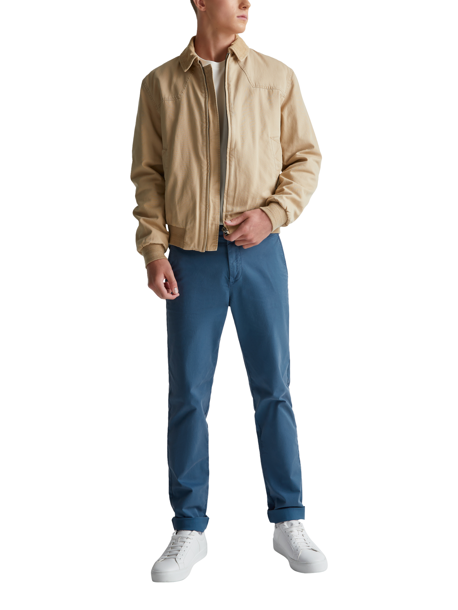 Product image 3 of 5, which shows Benetton Straight Cotton Blend Chinos, Mid Blue, 38