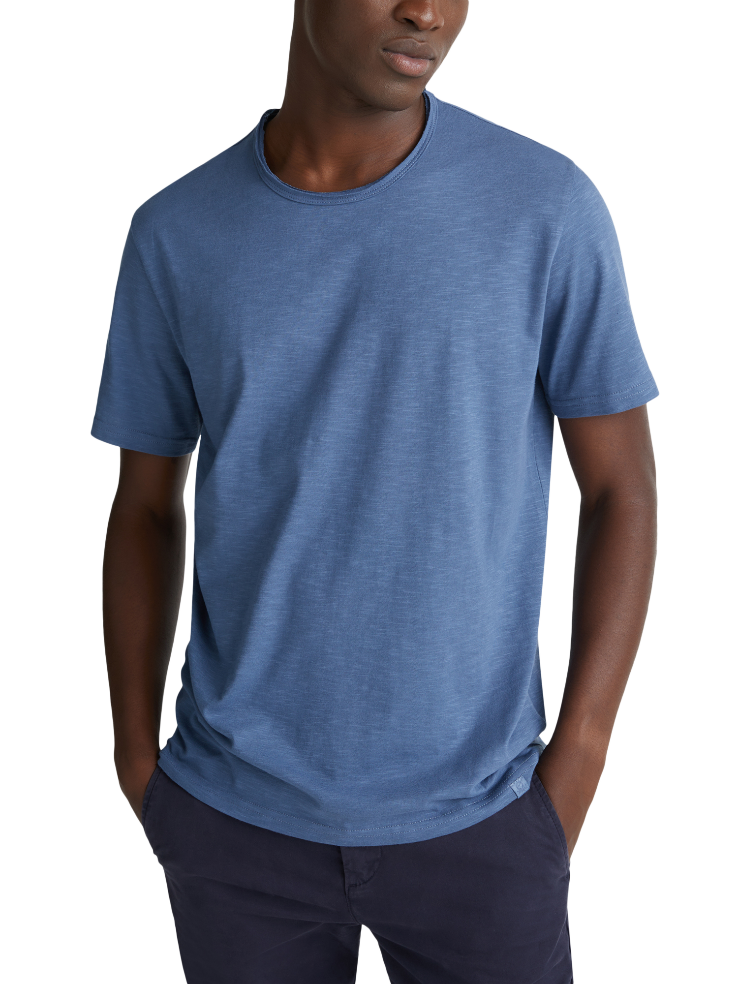 Product image 1 of 6, which shows Benetton Crew Neck Cotton T-Shirt, Blue, M