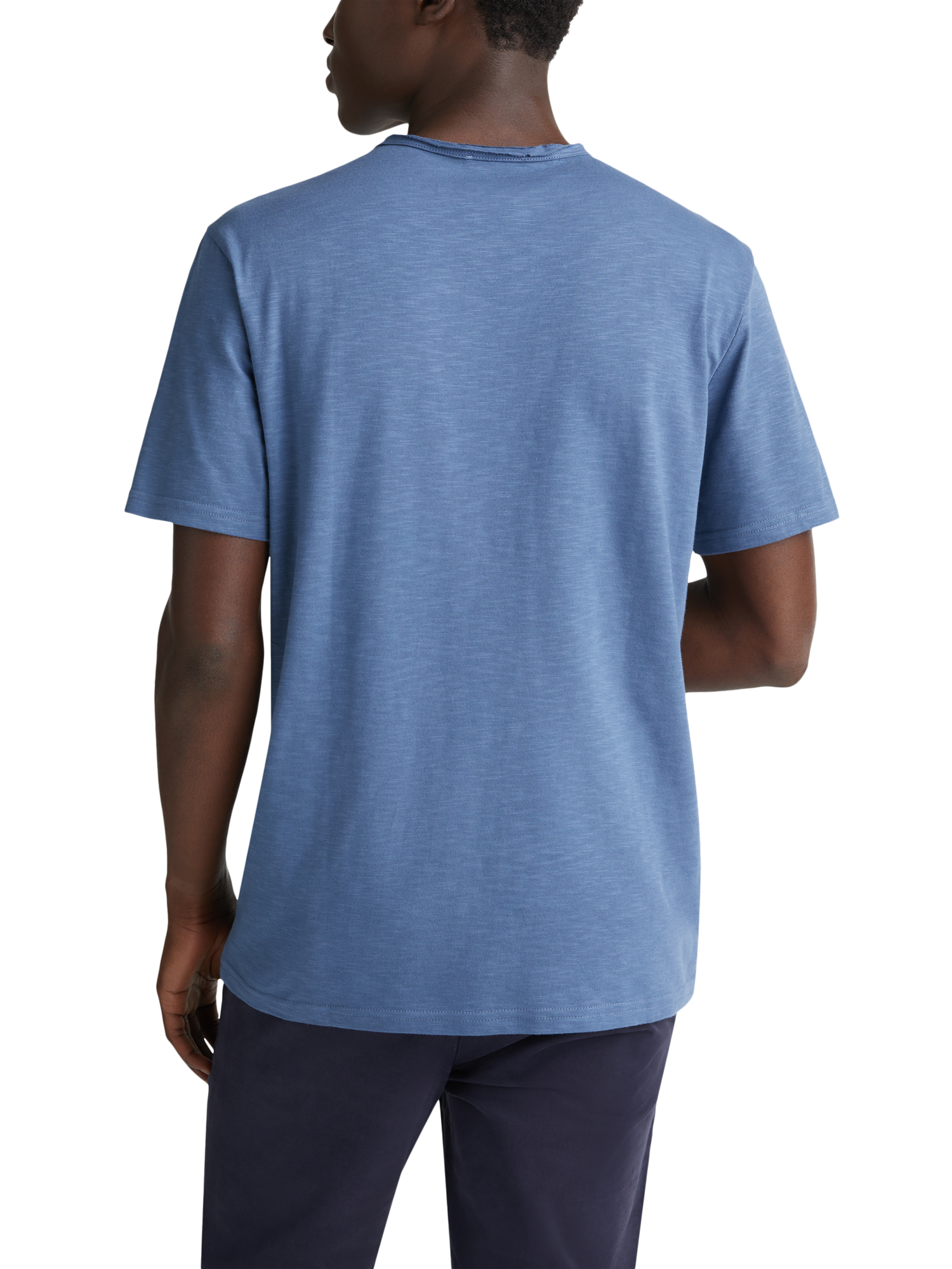 Product image 2 of 6, which shows Benetton Crew Neck Cotton T-Shirt, Blue, M