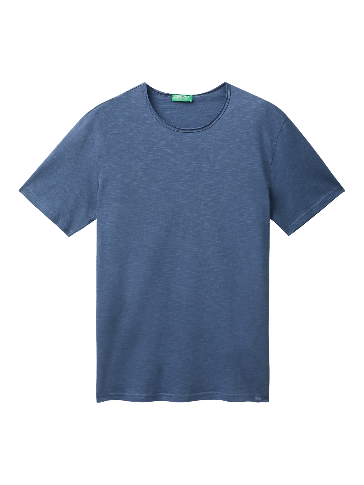 Product image 5 of 6, which shows Benetton Crew Neck Cotton T-Shirt, Blue, M
