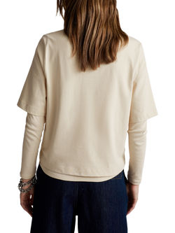 Benetton Boxy Elbow Sleeve T-Shirt - view 2, Beige