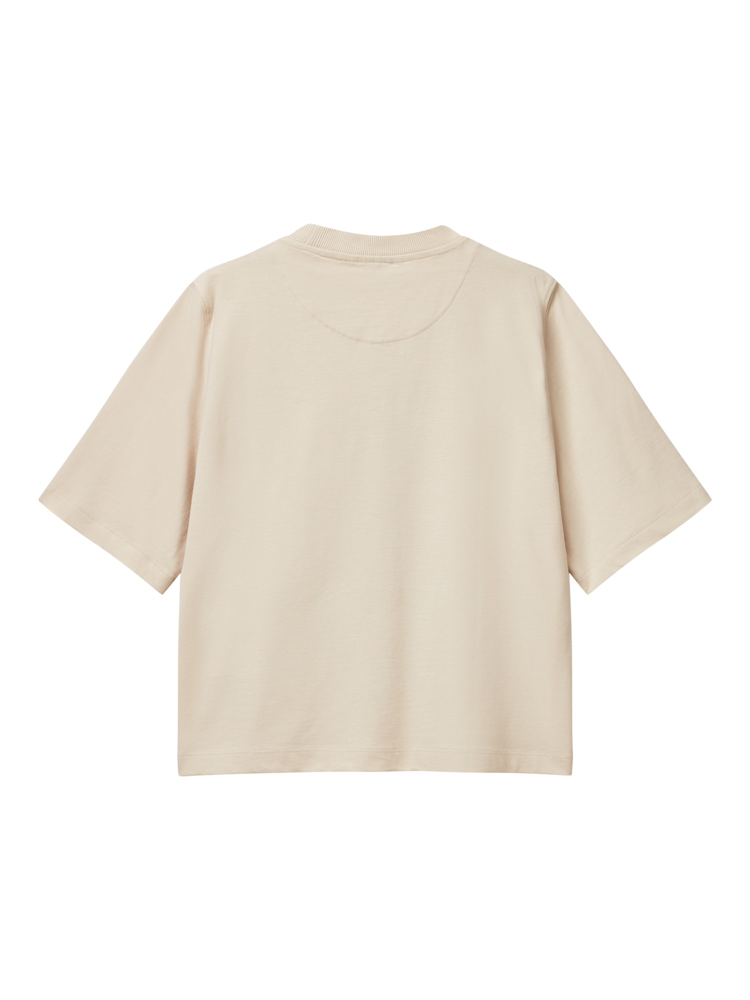 Product image 5 of 5, which shows Benetton Boxy Elbow Sleeve T-Shirt, Beige, XS