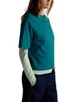 Benetton Boxy Elbow Sleeve T-Shirt, Green