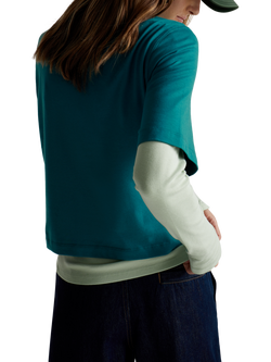 Benetton Boxy Elbow Sleeve T-Shirt - view 2, Green