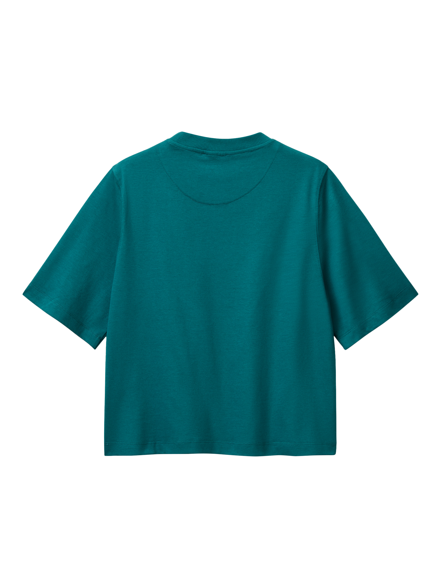 Product image 4 of 4, which shows Benetton Boxy Elbow Sleeve T-Shirt, Green, XXS