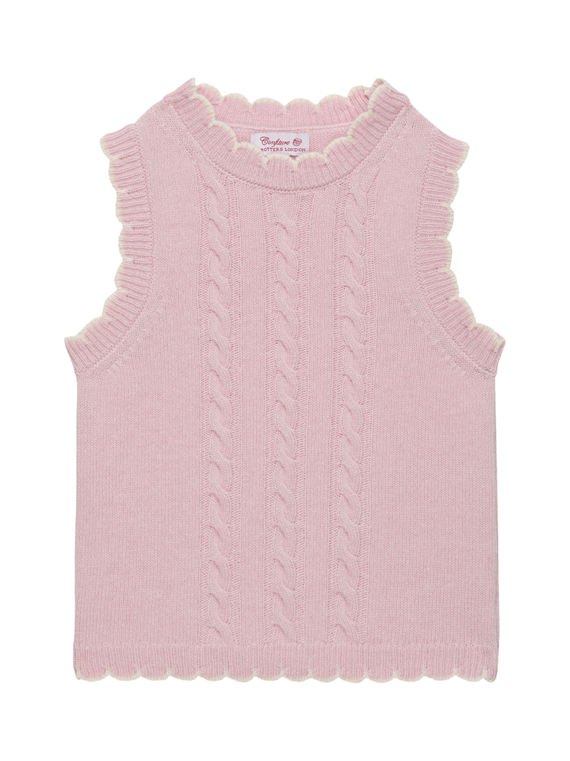 Product image 1 of 2, which shows Trotters Kids' Knitted Wool Blend Tank Top, Pink, 2-3 years