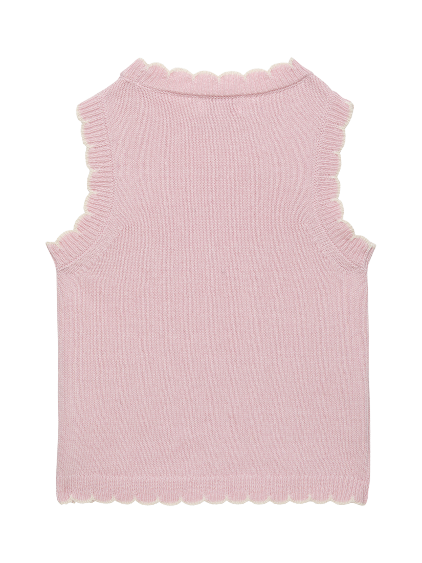 Product image 2 of 2, which shows Trotters Kids' Knitted Wool Blend Tank Top, Pink, 2-3 years