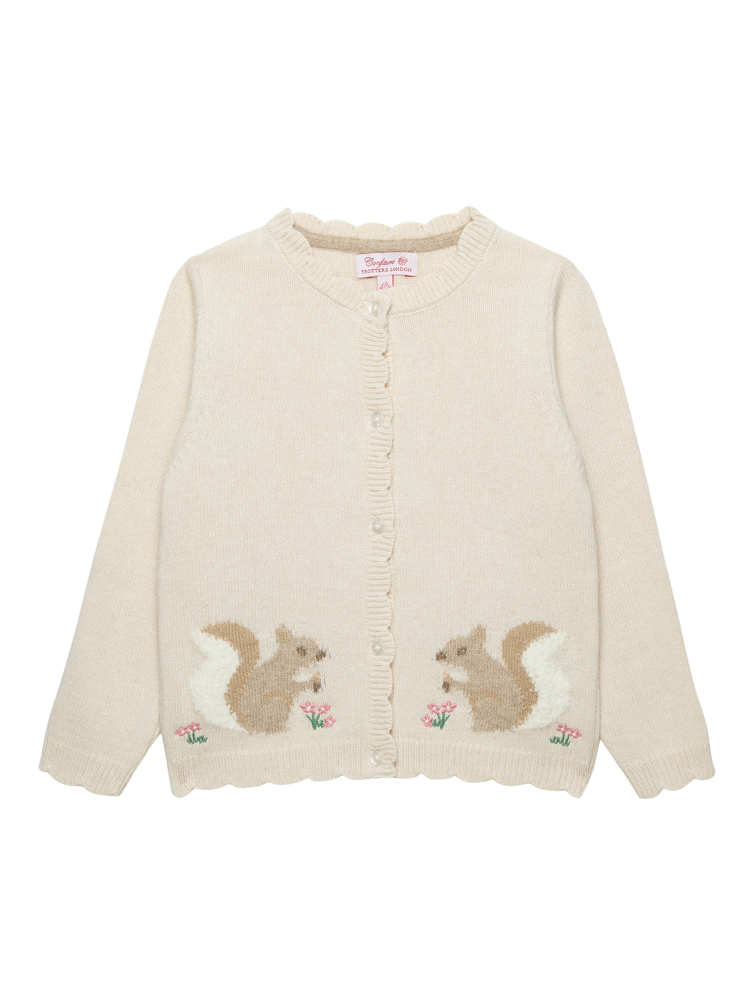 Product image 1 of 2, which shows Trotters Kids' Wool Blend Squirrel Cardigan, Winter White, 2-3 years