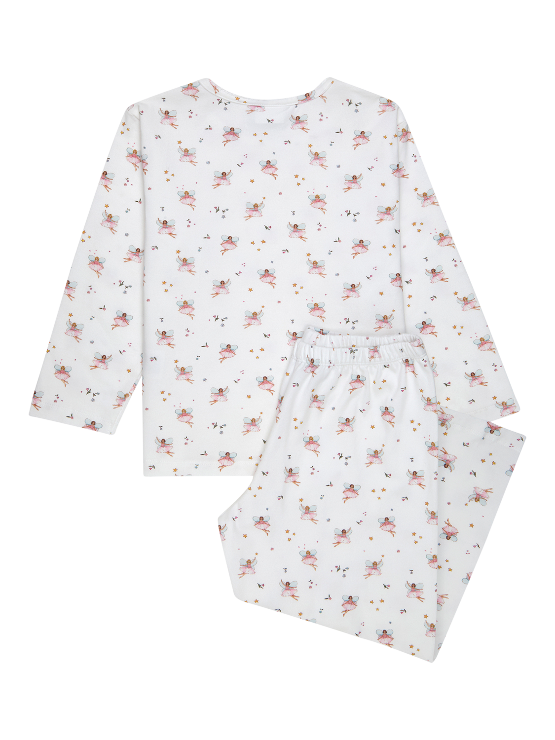 Product image 2 of 3, which shows Trotters Kids' Fairy Jersey Pyjamas, White/Multi, 12-24 months