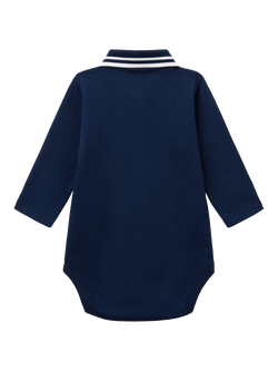 Benetton Baby Cotton Long Sleeved Onesie, Blue - view 2, Blue