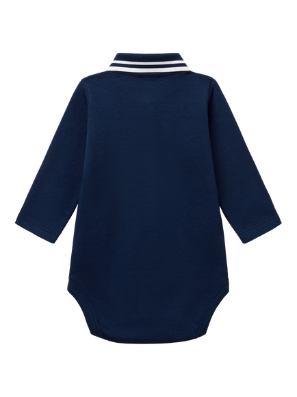 Benetton Baby Cotton Long Sleeved Onesie, Blue - view 2, Blue