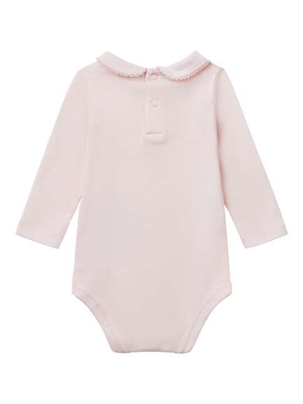 Benetton Baby Cotton Long Sleeved Bunny Onesie - view 2, Pink