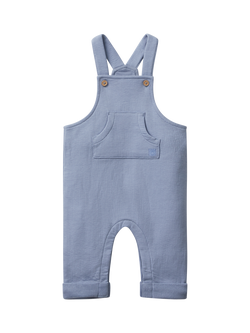 Benetton Baby Cotton Fleece Dungarees, Blue, Blue
