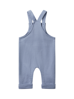 Benetton Baby Cotton Fleece Dungarees, Blue - view 2, Blue