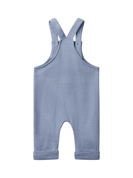 Benetton Baby Cotton Fleece Dungarees, Blue - view 2, Blue
