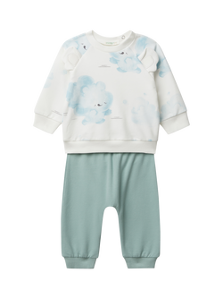 Benetton Baby Cotton Blend Two Piece Set, White, White