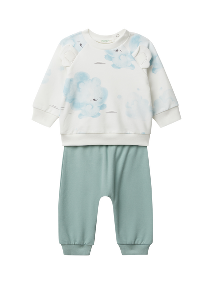 Benetton Baby Cotton Blend Two Piece Set, White, White