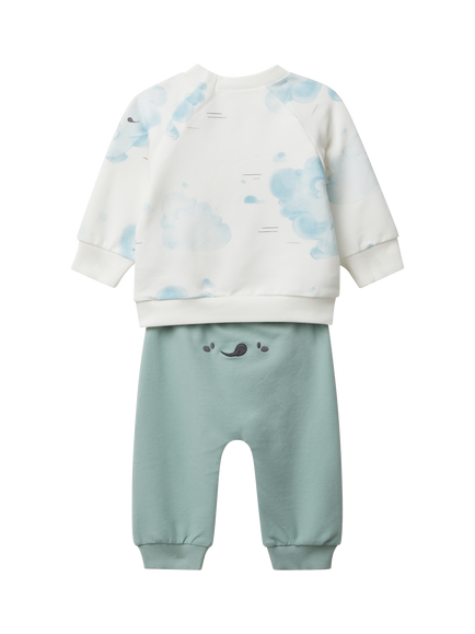 Benetton Baby Cotton Blend Two Piece Set, White - view 2, White