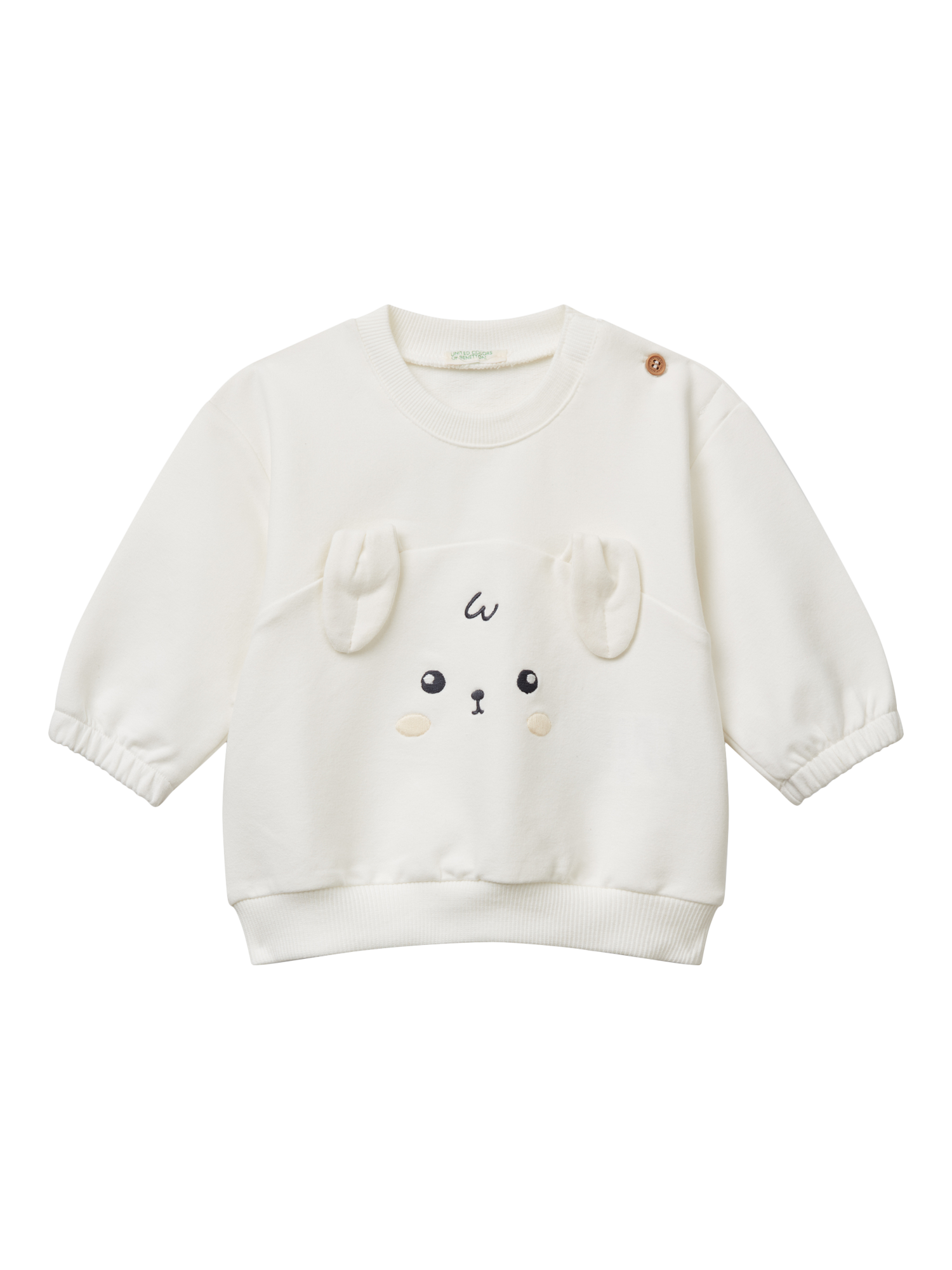 Product image 1 of 3, which shows Benetton Baby Cotton Rich Sweatshirt, White, 1-3 months