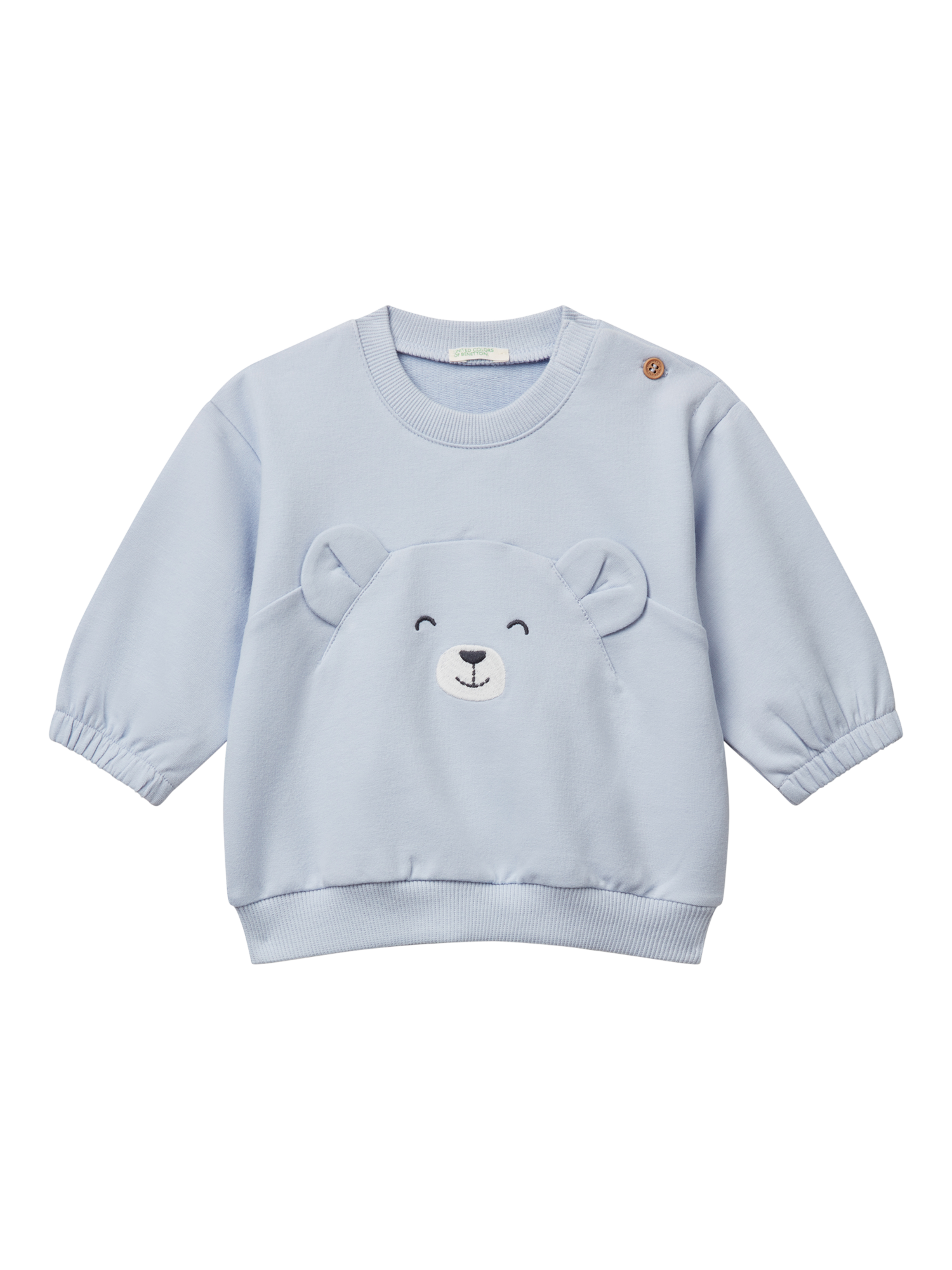 Product image 1 of 3, which shows Benetton Baby Cotton Embroidered Sweatshirt, Blue, 3-6 months