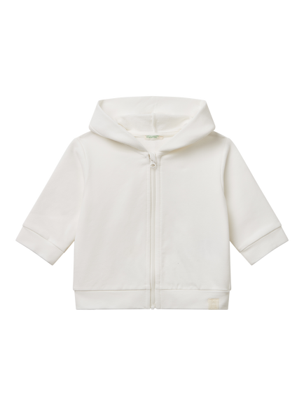 Benetton Baby Cotton Rich Zipped Hoodie, White